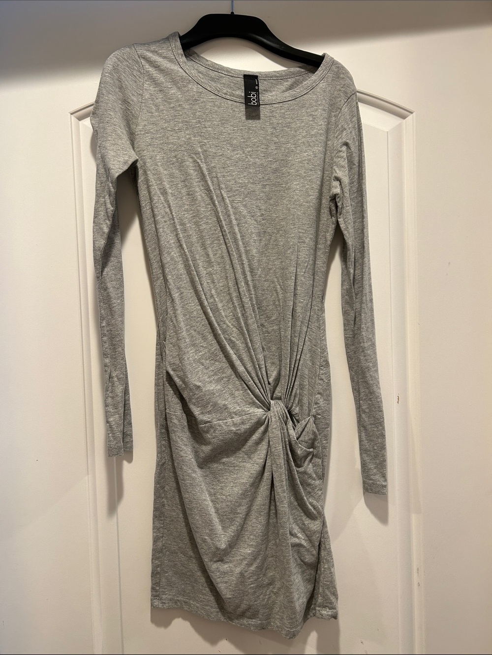 bobi Heather Gray Long Sleeve Twist-Knot Dress XS